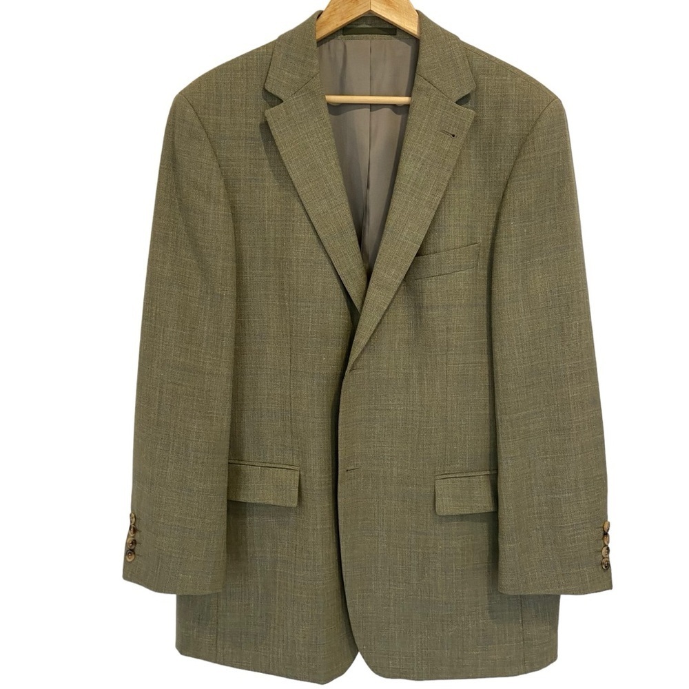 Hugo Boss Bertolucci suit jacket blazer sage wool & linen blend 2 buttons 52